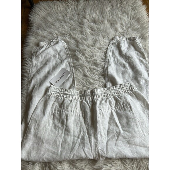 Athleta Women’s XL White Retreat 100% Linen Joggers High Rise NEW Beachy - Picture 13 of 13
